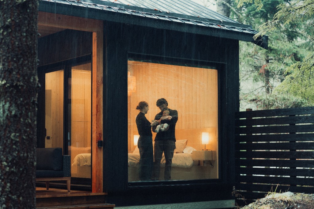 Client family in their new Hewing Haus home