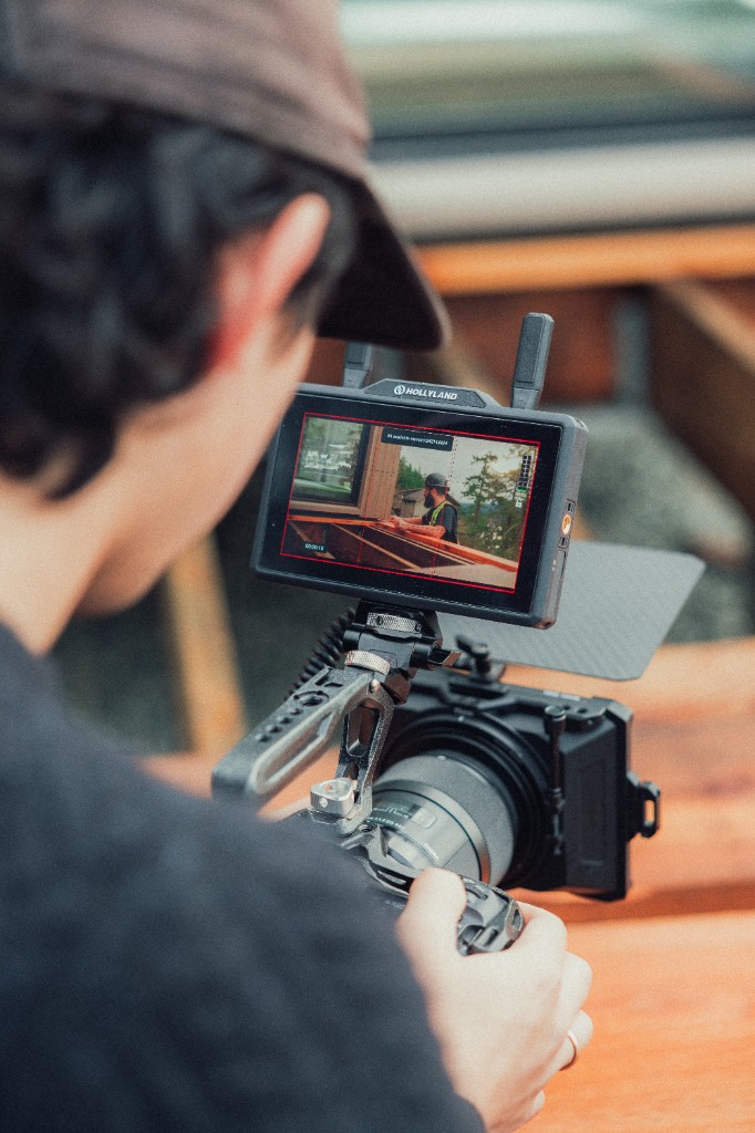 Camera monitor on set at Hewing Haus